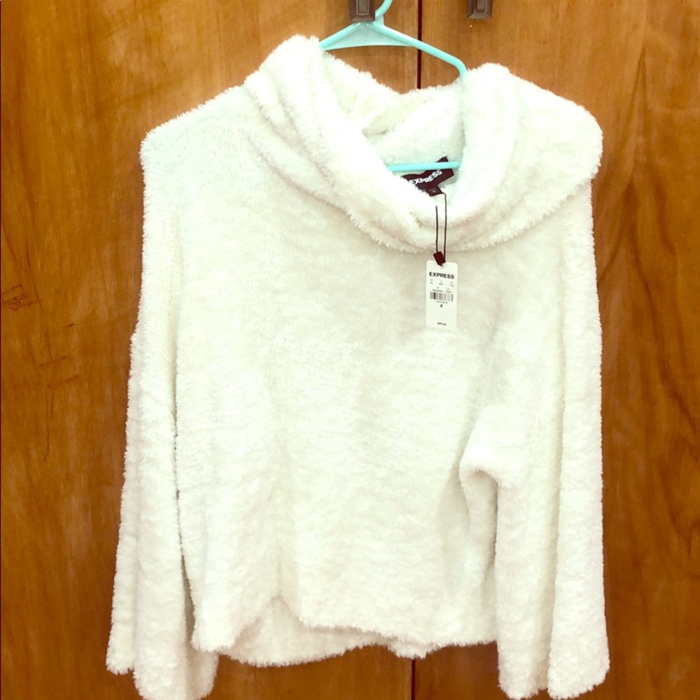 White fuzzy sweater